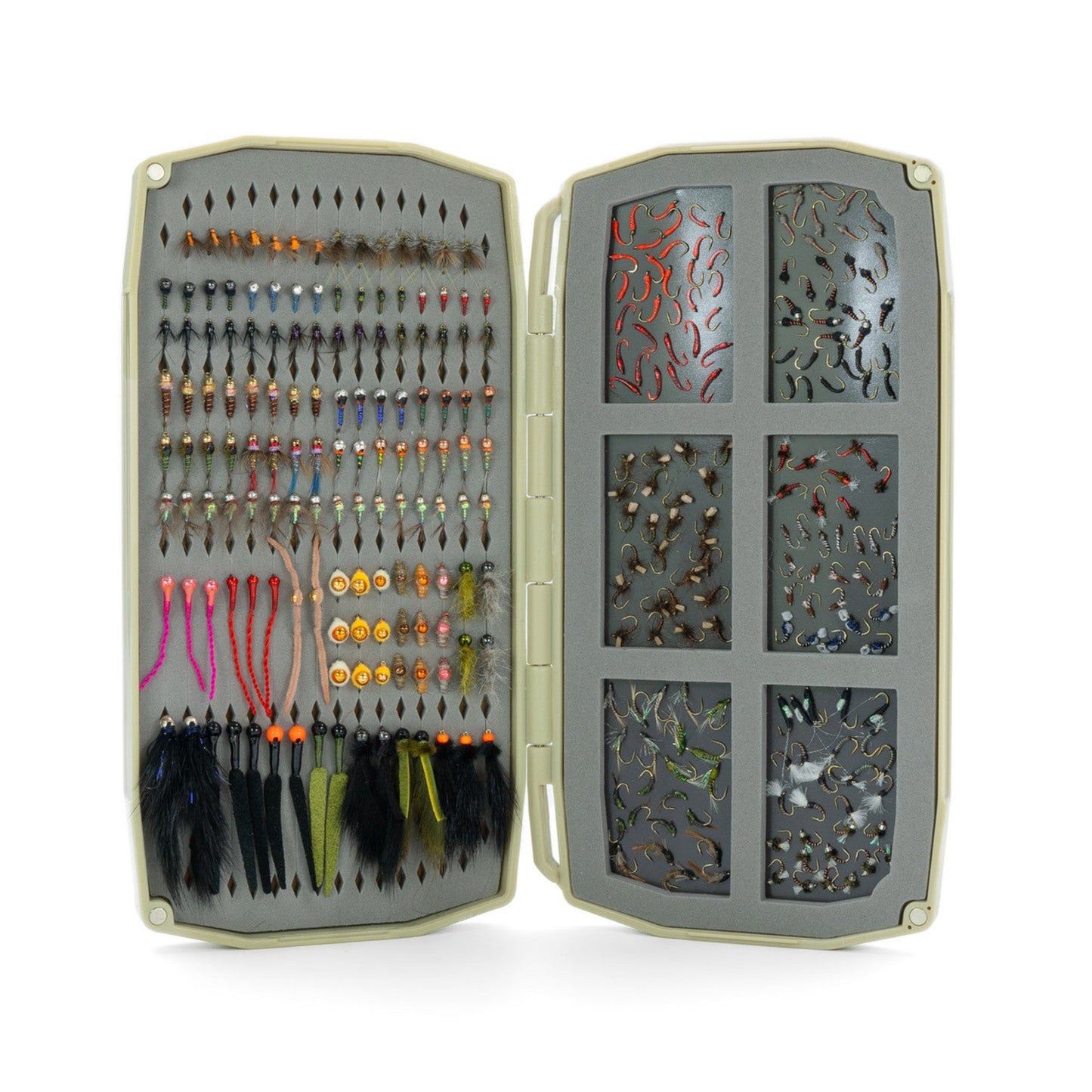 Tailwaters are challenging fisheries that demand versatility, requiring everything from size 24 dries to size 10 leeches and all the right shades of sow bugs.
The new Tailwater UPG box perfectly balances fast, small-fly access with the capacity to hold and organize larger patterns.
 When the fishing gets complex Umpqua’s new UPG Tailwater Box makes it easy to stay organized.
- Holds 501 flies or more
MICRO SLIT INSERT:
 
- Small Fly Storage
- Flat Foam means that hook eyes don’t fall