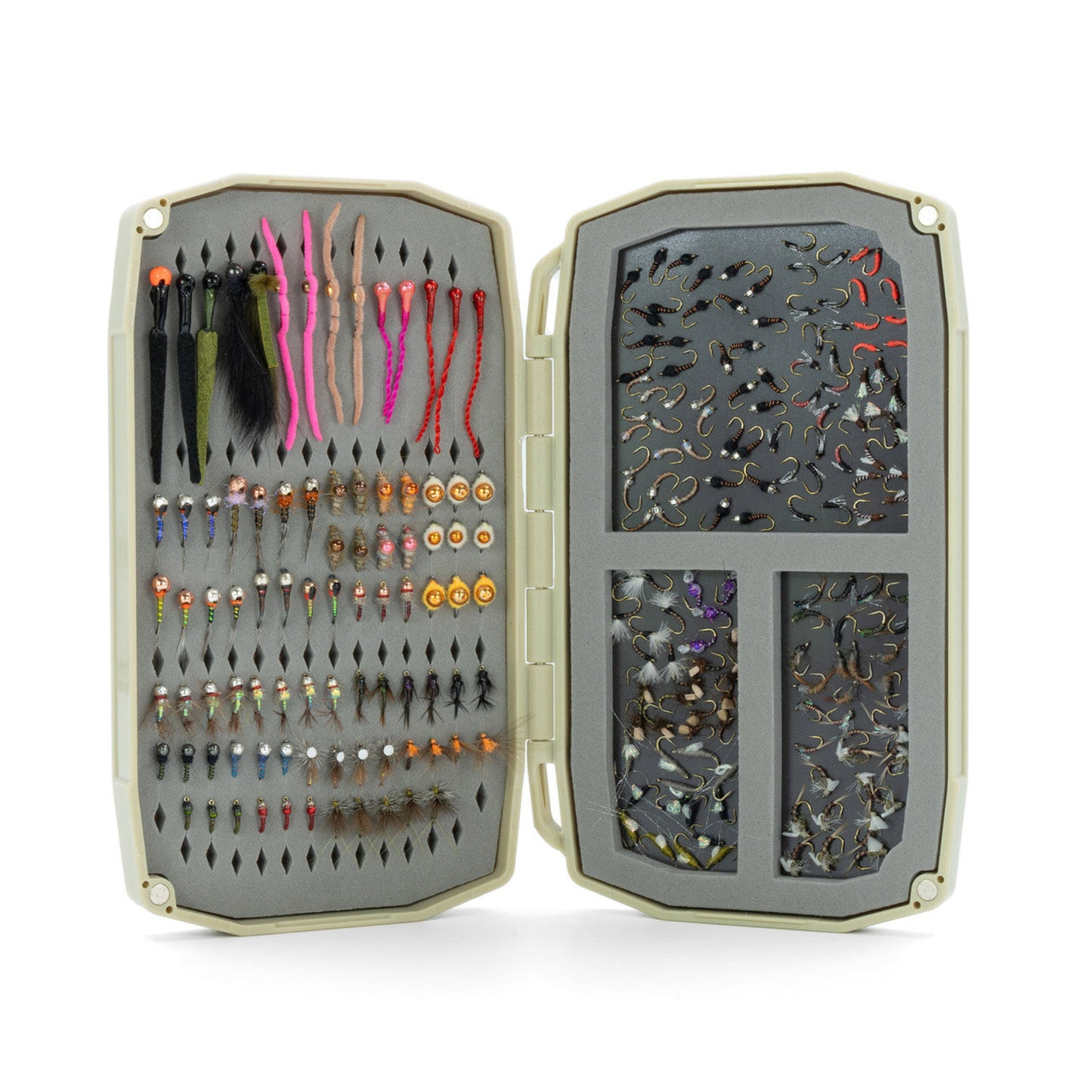 Tailwaters are challenging fisheries that demand versatility, requiring everything from size 24 dries to size 10 leeches and all the right shades of sow bugs. The new Tailwater UPG box perfectly balances fast, small-fly access with the capacity to hold and organize larger patterns. When the fishing gets complex Umpqua's new UPG Tailwater Box makes it easy to stay organized.
- Holds 275 flies or more