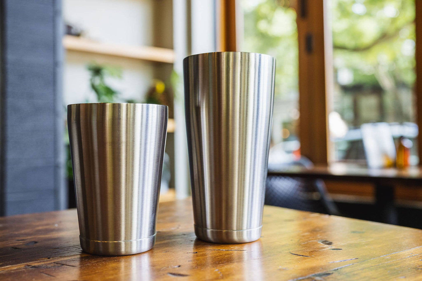 Bring out your inner bartender and make drinks like a pro! Shaker tins are the flashy workhorse of any reputable bar. Ours are battle-tested and fit together like they were made for each other (because they were). This set includes one 28oz. base and one 18oz. “cheater” tin. Those weighted ends help control your shake and rhythm every step of the way.