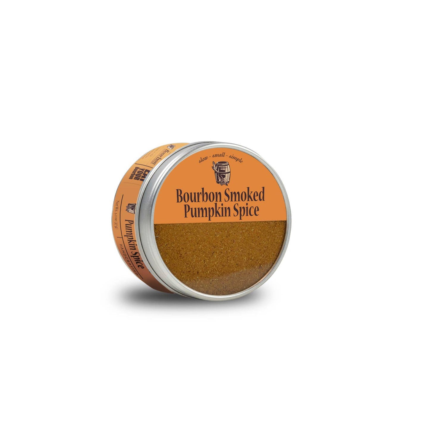 Tin of Bourbon Smoked Pumpkin Spice on a white background