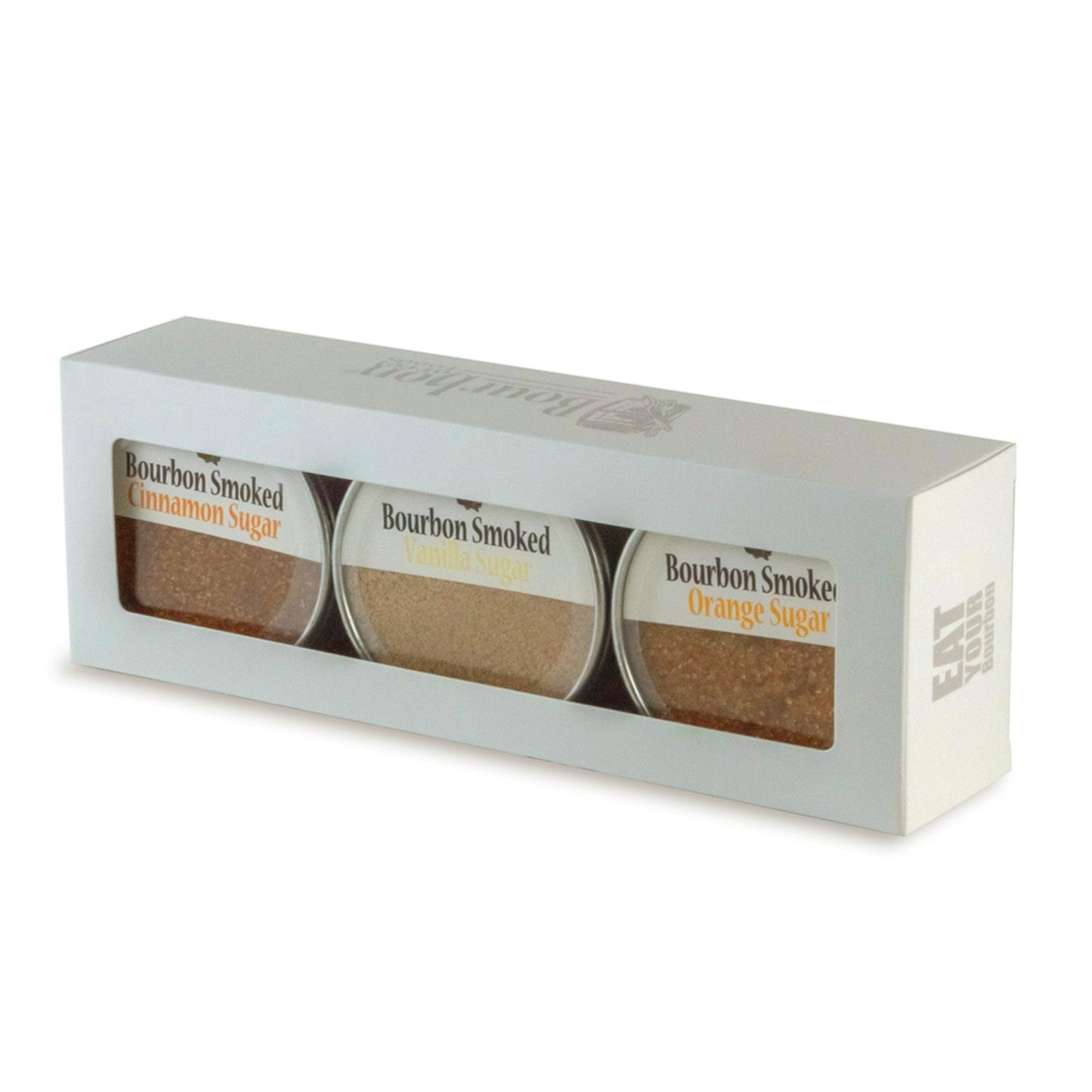 Bourbon Smoked raw sugars are slower smoked with repurposed bourbon barrel staves blended with aromatic cinnamon spices, Madagascar vanilla bean, and organic orange peel, each one offers flavors of sweet caramel, rich smoky oak, and a touch of added essence. Great as a finishing sugar on fruits, pies, coffee, tea, and cocktails.