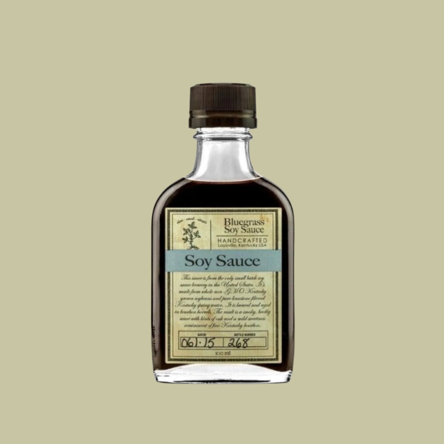 Bluegrass Soy Sauce is microbrewed in small batches using only whole Kentucky grown Non-GMO soybeans, soft red winter wheat, and the purest limestone filtered Kentucky spring water. We ferment and age the soybean mash in re-purposed bourbon barrels. It’s smoky and brothy with hints of oak and a mild sweetness reminiscent of fine Kentucky bourbon