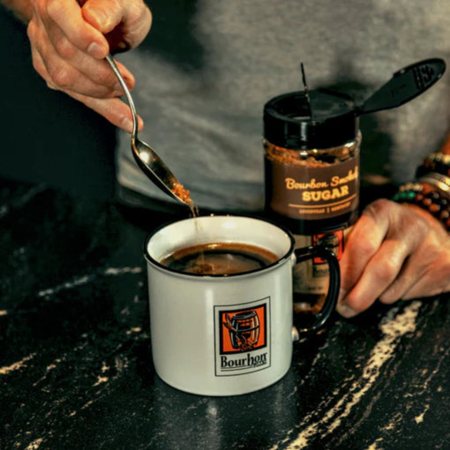 Slow-smoked, raw demerara sugar. Sweet caramel flavors meet the richness of smoked oak. Mix Bourbon Smoked Sugar into a spice rub or barbecue sauce for grilling. Or use it with the sweet stuff—fruit crips, pies, cookies, and cocktails.