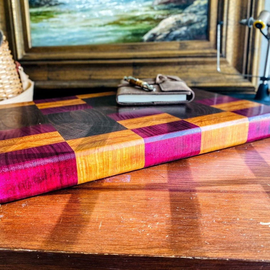 End Grain Cutting Board - Fish On! Custom Rods