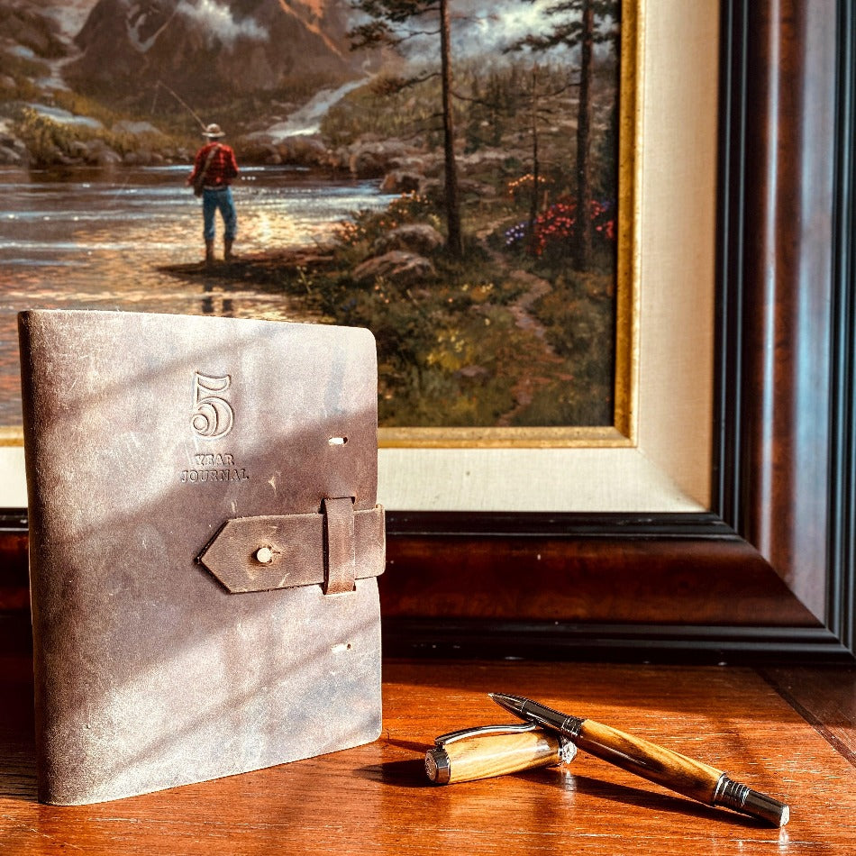 Five Year Leather Journal - Fish On! Custom Rods