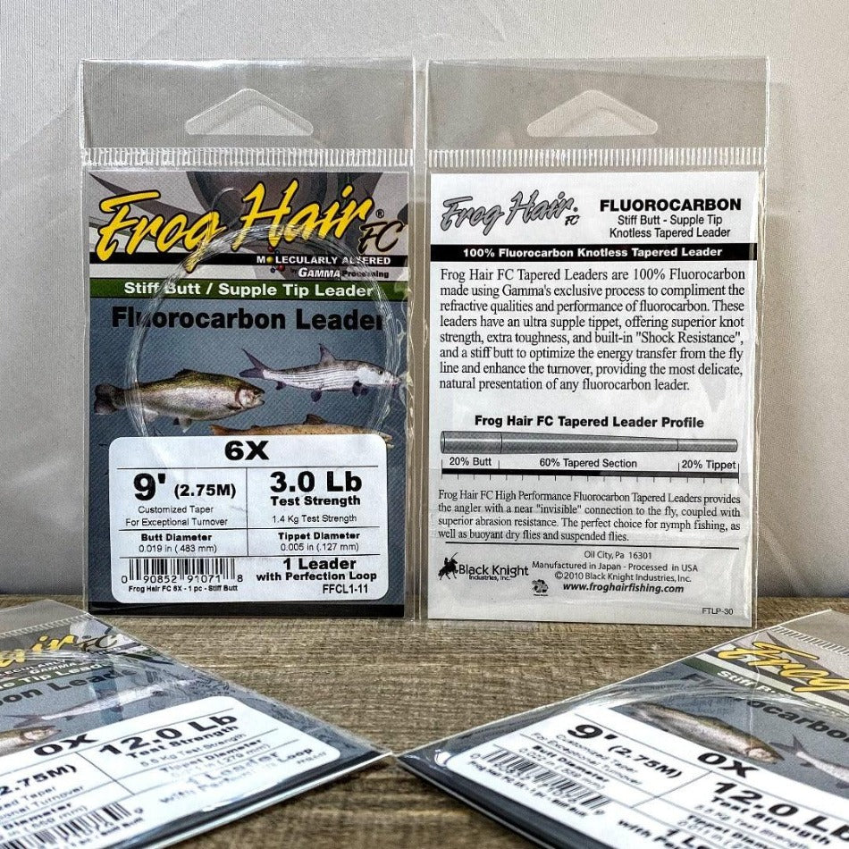 Fluorocarbon tapered leader with stiff butt design for fly fishing precision casting