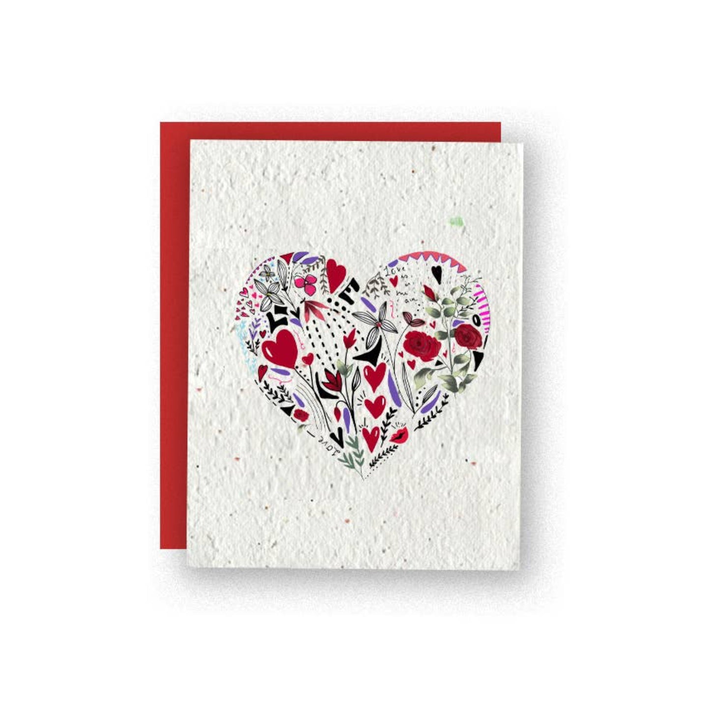 Elevate your retail selection with our artisan-designed Heart Greeting Card, a perfect addition for Valentine's Day. Crafted with meticulous care, this unique card features a beautifully designed heart, making it an exquisite expression of love and affection.

Specifications: - Size: A2 (4.25" x 5.5")

Printing: High-quality digital printing
Envelope: Included (color subject to change)
Eco-Friendly: Made from 100% recycled materials
Plantable: Embedded with a blend of wildflower seeds
100% compostable sleev