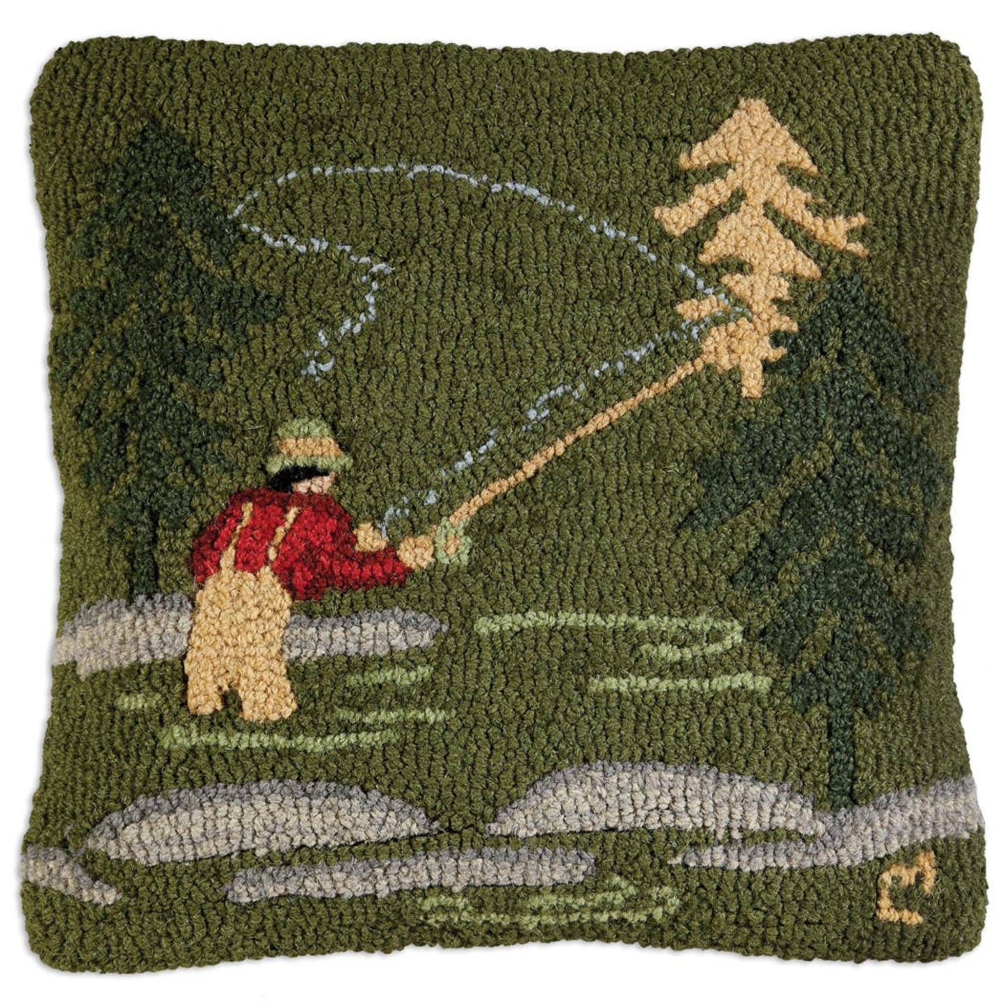 Handcrafted with love, this 18” x 18” hand-hooked pillow is made entirely from 100% natural wool. It features a zippered velveteen backing and a poly-fill pillow insert for added comfort.