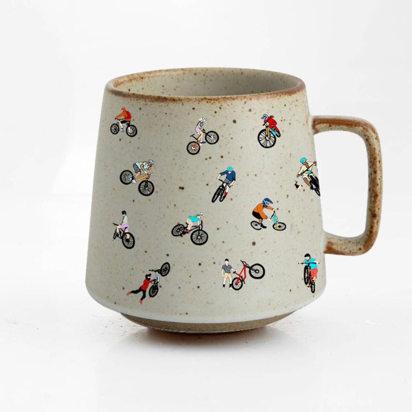 Stoneware Mountain Biker Mugs, a harmonious blend of functional artistry and rugged adventure. Crafted from stoneware, each mug is adorned with mesmerizing artisan-drawn mountain bikers navigating challenging terrains. This unique offering is a perfect gift to outdoor enthusiasts and adventure seekers.&nbsp;
