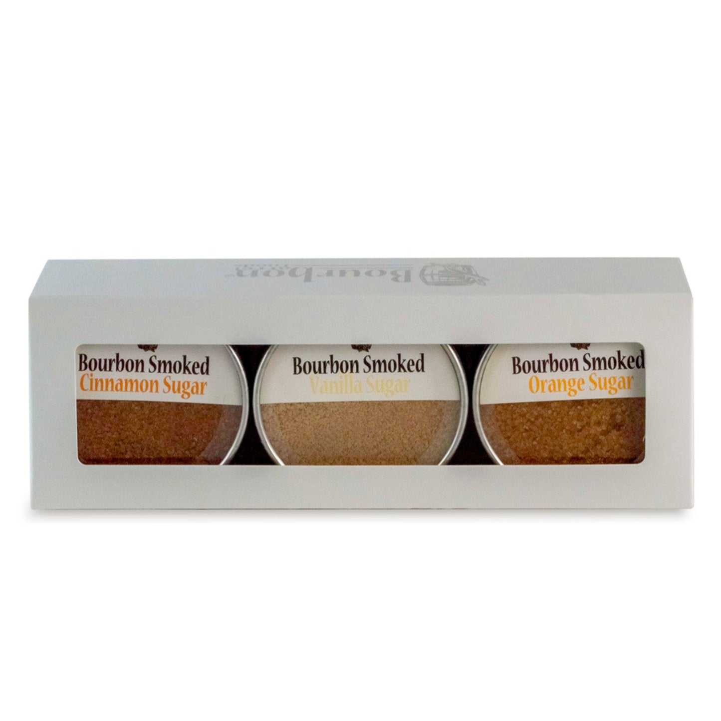 Bourbon Smoked raw sugars are slower smoked with repurposed bourbon barrel staves blended with aromatic cinnamon spices, Madagascar vanilla bean, and organic orange peel, each one offers flavors of sweet caramel, rich smoky oak, and a touch of added essence. Great as a finishing sugar on fruits, pies, coffee, tea, and cocktails.