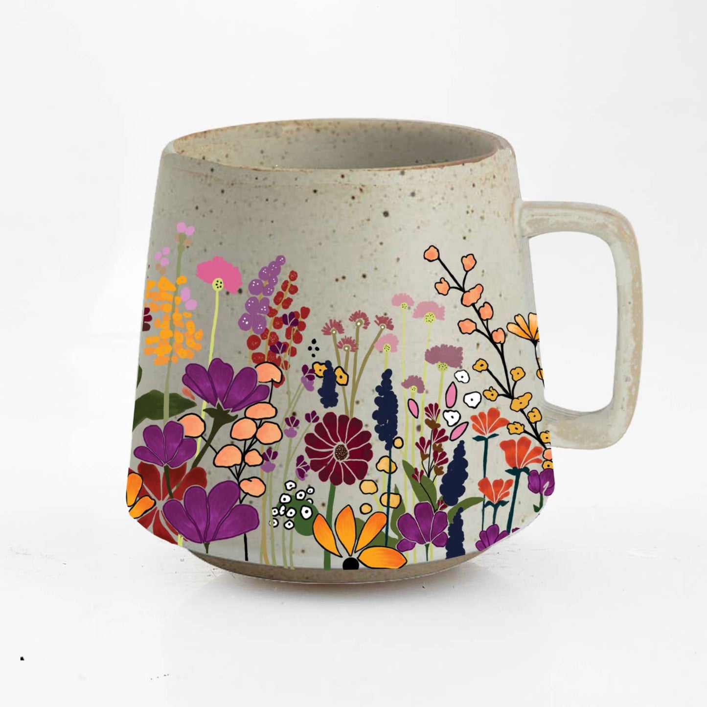 Ceramic mug with floral design on a white background with Best Mom