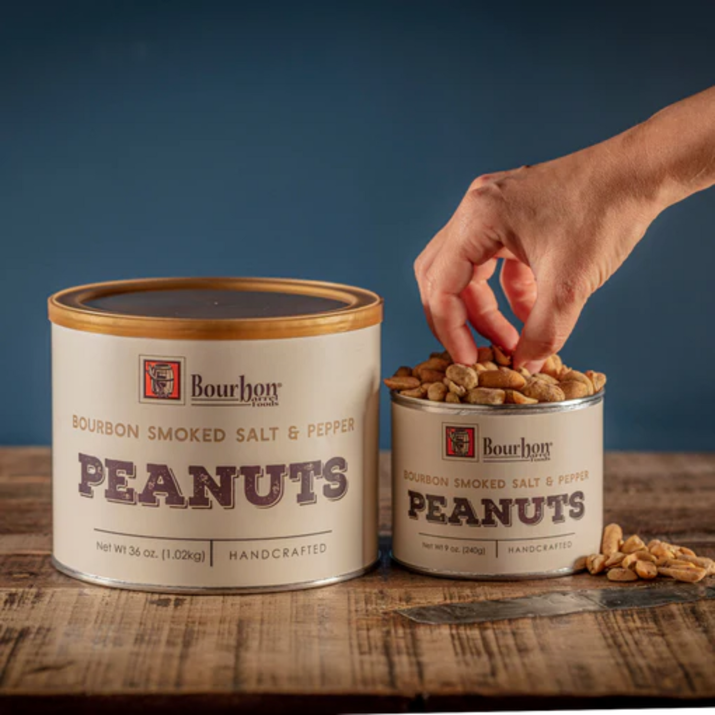 Bourbon Smoked Sea Salt and Bourbon Smoked Pepper create just the right amount of heat to keep you reaching for more. Enjoy these peanuts alongside your favorite bourbon cocktail.