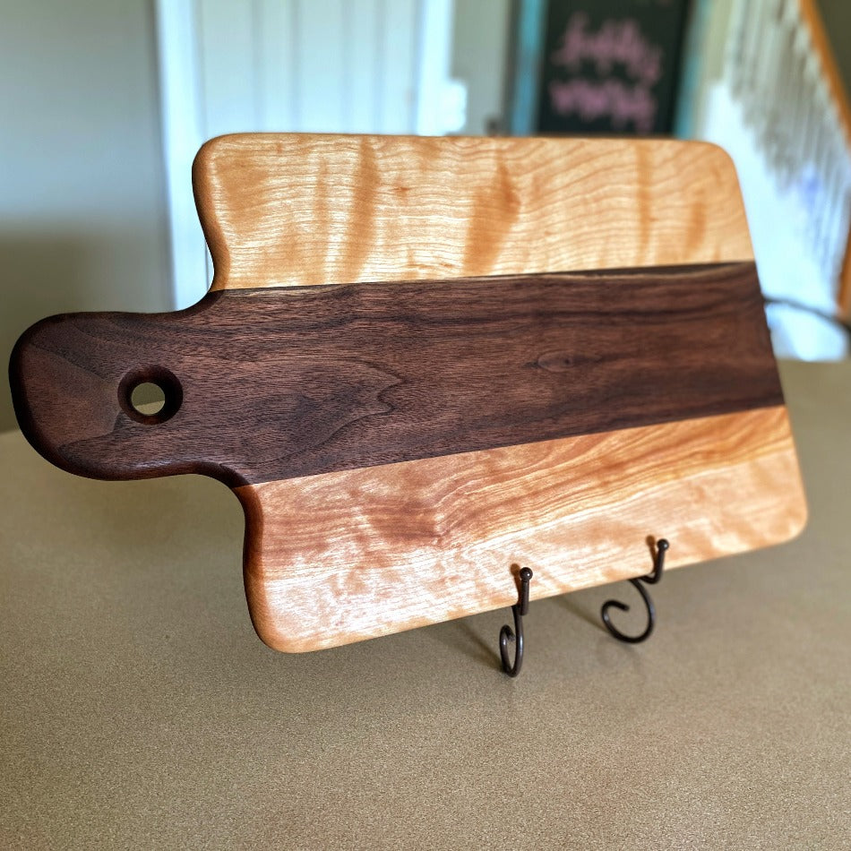 Handcrafted Charcuterie Board - Good Ole Beautiful Walnut and Hard Maple is sure to astound on any occasion It's the perfect blend of rustic charm and modern elegance - perfect for elevating meals and turning them into an unforgettable experience!