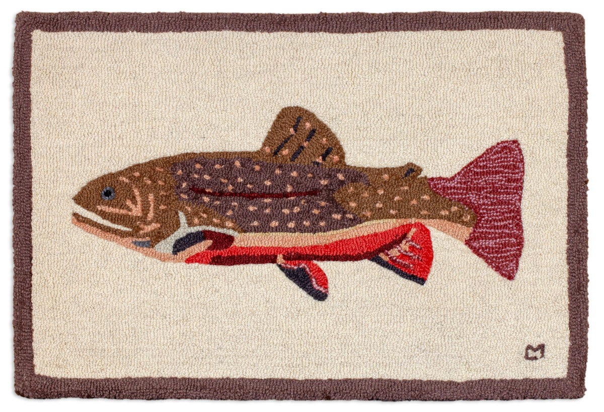 Hooked Rug River Maple Trout Hooked Wool Rug 2x3 | Chandler 4 Corners – Fish On! Custom Rods
