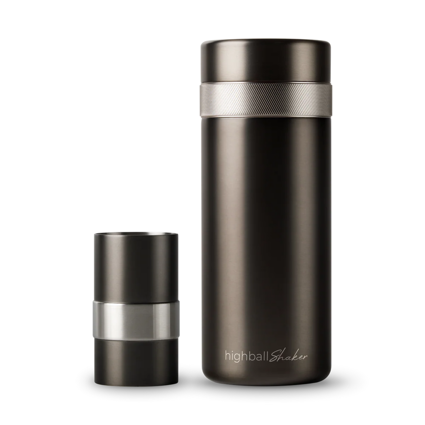 High Camp Flask Highball Shaker™ in Gunmetal with UpScale Jigger™ – 1L vacuum-insulated batch cocktail shaker