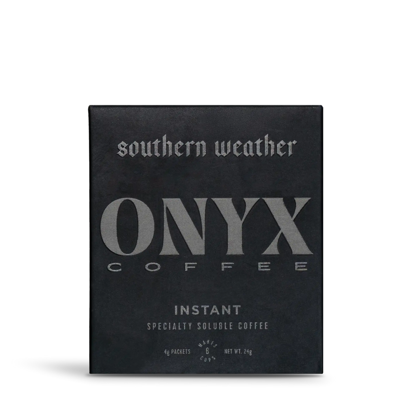 Southern Weather Instant Coffee delivers the perfect balance of bright citrus acidity and rich chocolate in a convenient soluble form. This cornerstone blend embodies everything we love about specialty coffee- it is refined yet approachable, designed to be just as enjoyable standalone as it is with dairy or plant-based alternatives. Wherever you go, experience Southern Weather—instantly.

This is available in a pack of six pre-portioned bags of soluble coffee, which will readily dissolve into hot water or y