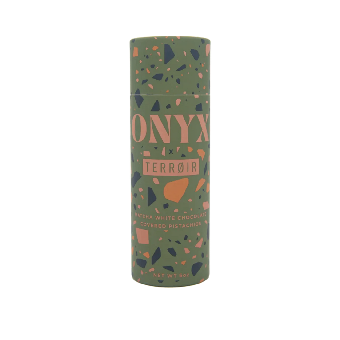 Green cylindrical product packaging with 'ONYX' and 'Terror' text on a white background