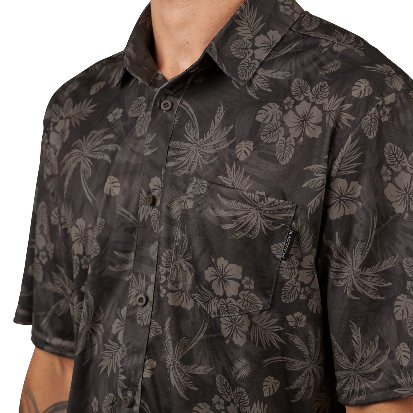 BlackStrap Men's Performance Button Up - back view displaying relaxed fit and breathable fabric