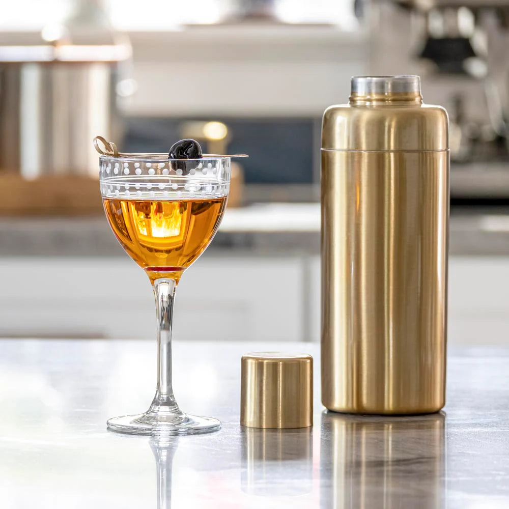 Looking for the perfect glasses to serve up your favorite classic cocktails? Look no further than the Rolf Glass Mid-Century Modern Nic & Nora Cocktail Set! This set includes four 5oz glasses, expertly crafted with the finest materials and featuring unique geometric designs inspired by the iconic mid-century modern era.

These glasses are the perfect size for serving up classic cocktails like a Martini, Manhattan, or Negroni. Their stylish design and stunning patterns make them a standout addition to any ba