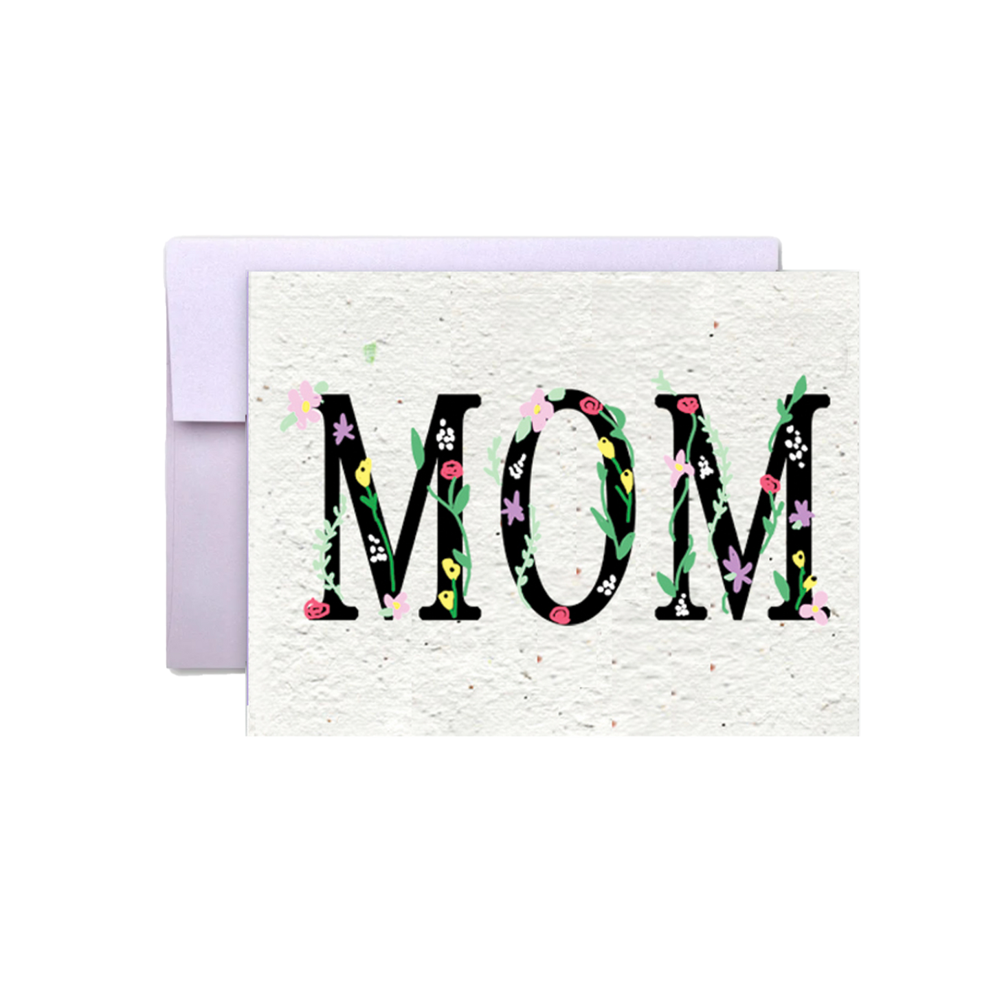 Eco-friendly plantable Mother's Day card with wildflower seeds on rustic background