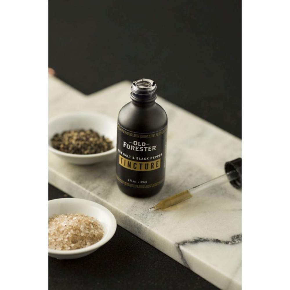 Old Forester Salt and Pepper Saline is a multi-functional tincture to add seasoning without the coarse texture of salt and pepper. The use of Salt and Pepper in cocktails rounds out disconnected ingredients by adding slight spice dimension as well as tames bitter notes. The Salt and Pepper Saline is handcrafted with all-natural ingredients in Louisville, Kentucky.