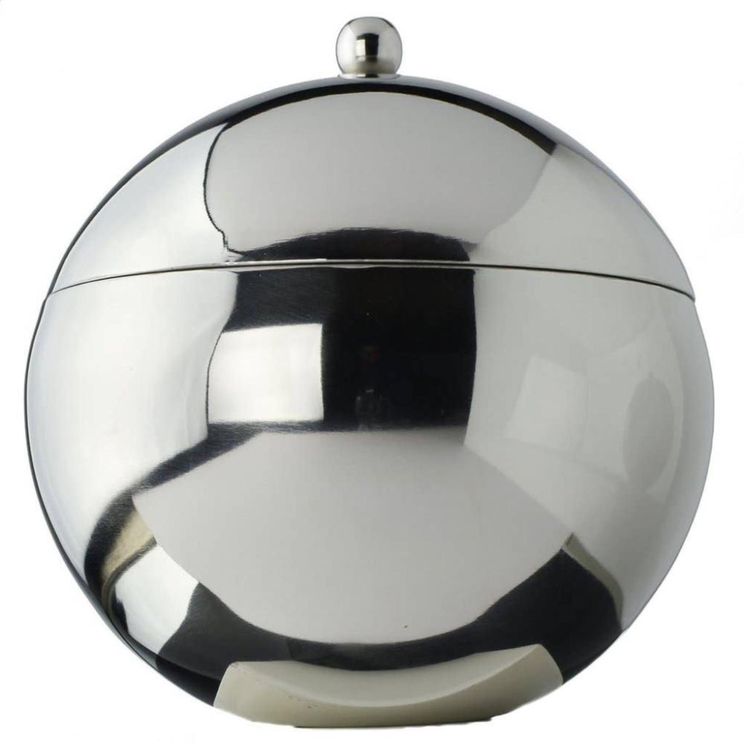 Experience the luxury and elegance of the Mirror Finish Orb Ice Chest by Prince of Scots. This stunning ice bucket is a perfect addition to any bar or table setting. Its mid-century modern design features clean lines for a timeless look. The double-walled construction effectively keeps ice cold and minimizes condensation.

Here are the key details of this exquisite piece:

Standing at 7 inches tall (excluding the stem)
Boasts a 4-cup capacity when the lid is closed
Presented in a beautiful gift box