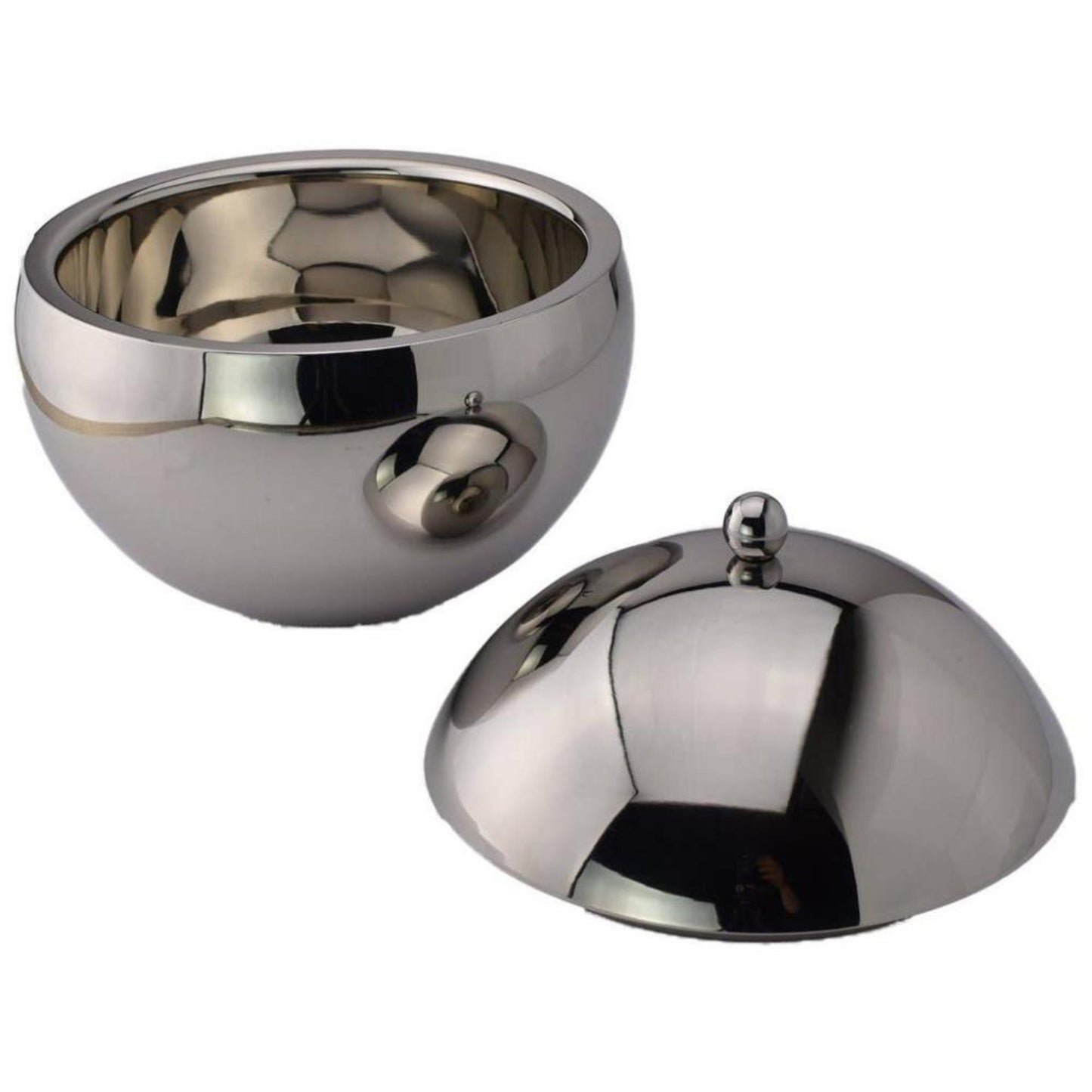 Experience the luxury and elegance of the Mirror Finish Orb Ice Chest by Prince of Scots. This stunning ice bucket is a perfect addition to any bar or table setting. Its mid-century modern design features clean lines for a timeless look. The double-walled construction effectively keeps ice cold and minimizes condensation.

Here are the key details of this exquisite piece:

Standing at 7 inches tall (excluding the stem)
Boasts a 4-cup capacity when the lid is closed
Presented in a beautiful gift box