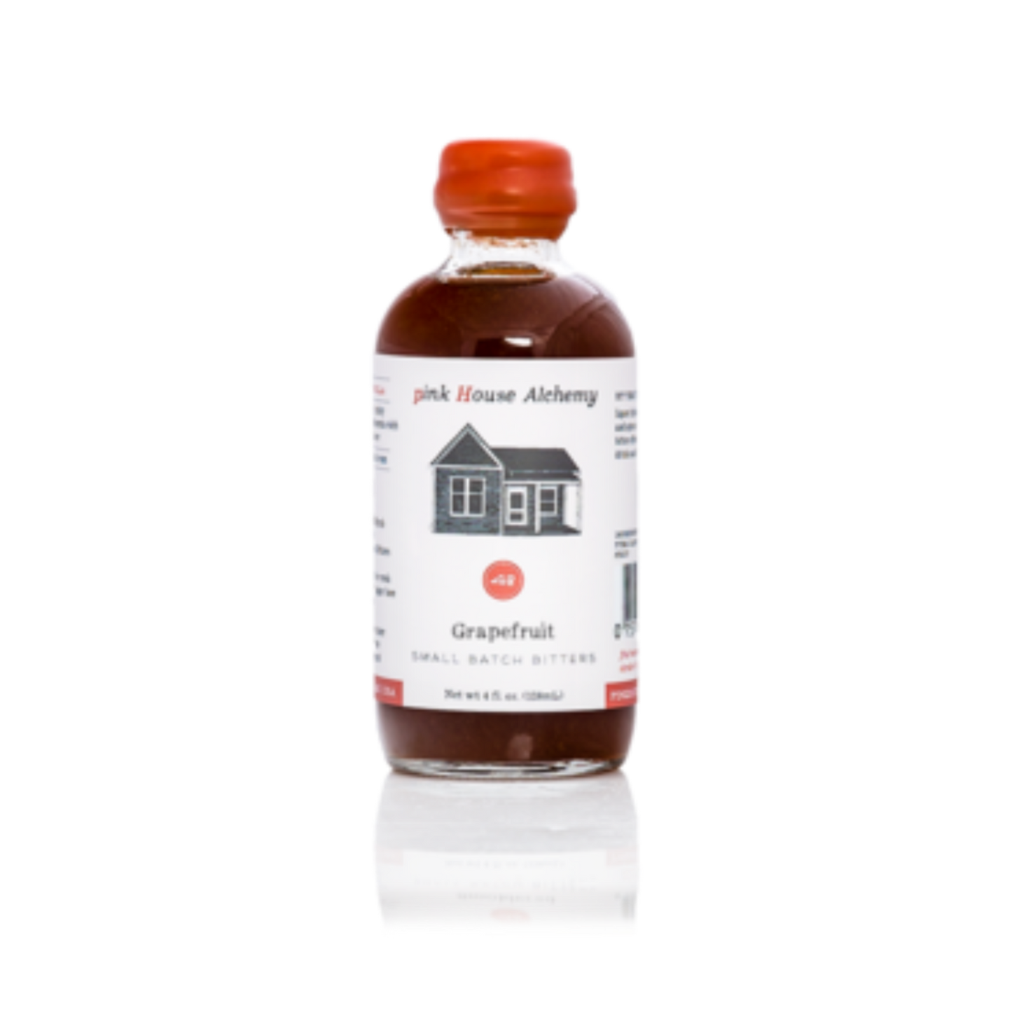 Bottle of grapefruit-flavored liquid with a label on a white background