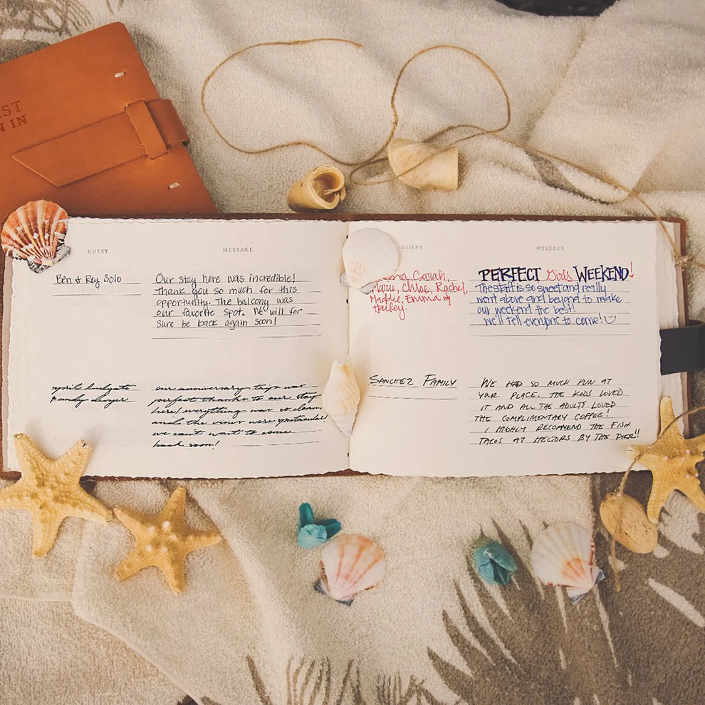 
                  
                    Whether you own a B&B or you're simply trying to capture memories from your wedding, special events or hunting club, our Leather Guest Registry ticks all the boxes.  It features top-grain leather, a hand-sewn binding, and comes with either flap-tie or buckle closure.  
                  
                