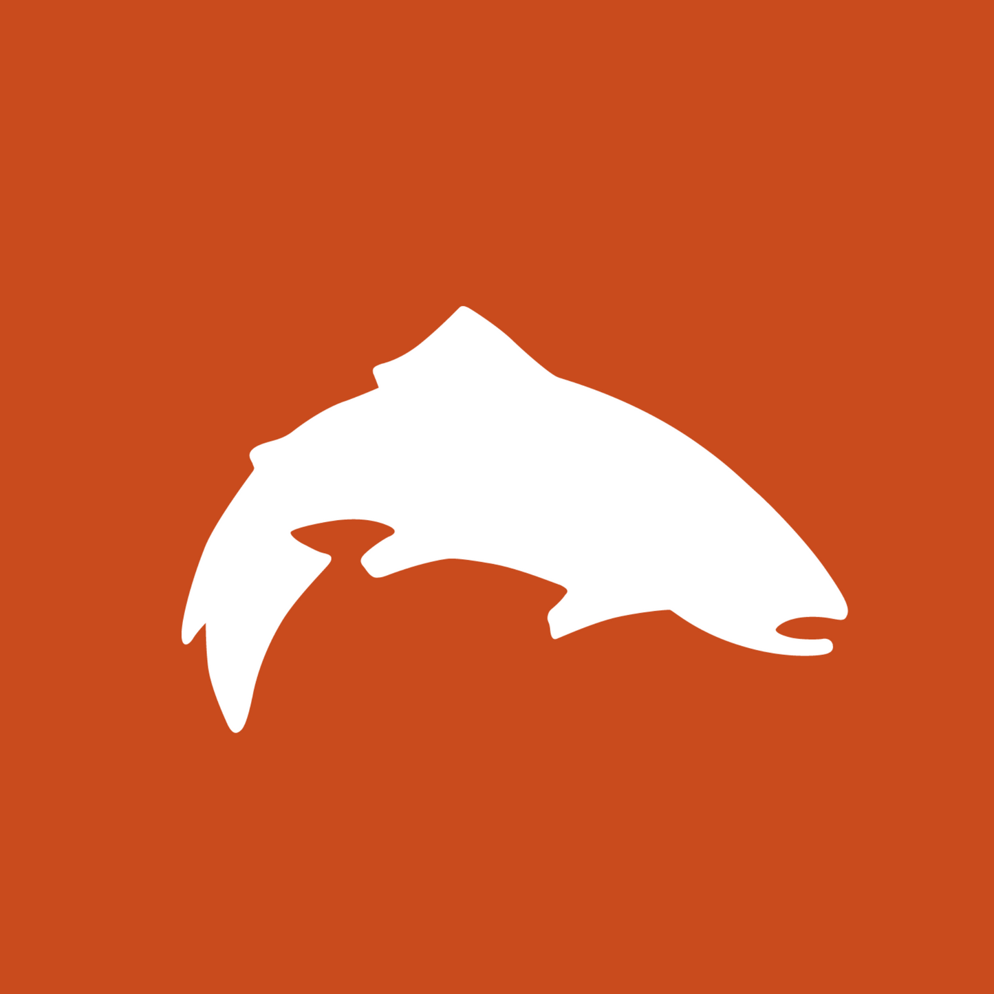 White fish silhouette on an orange background