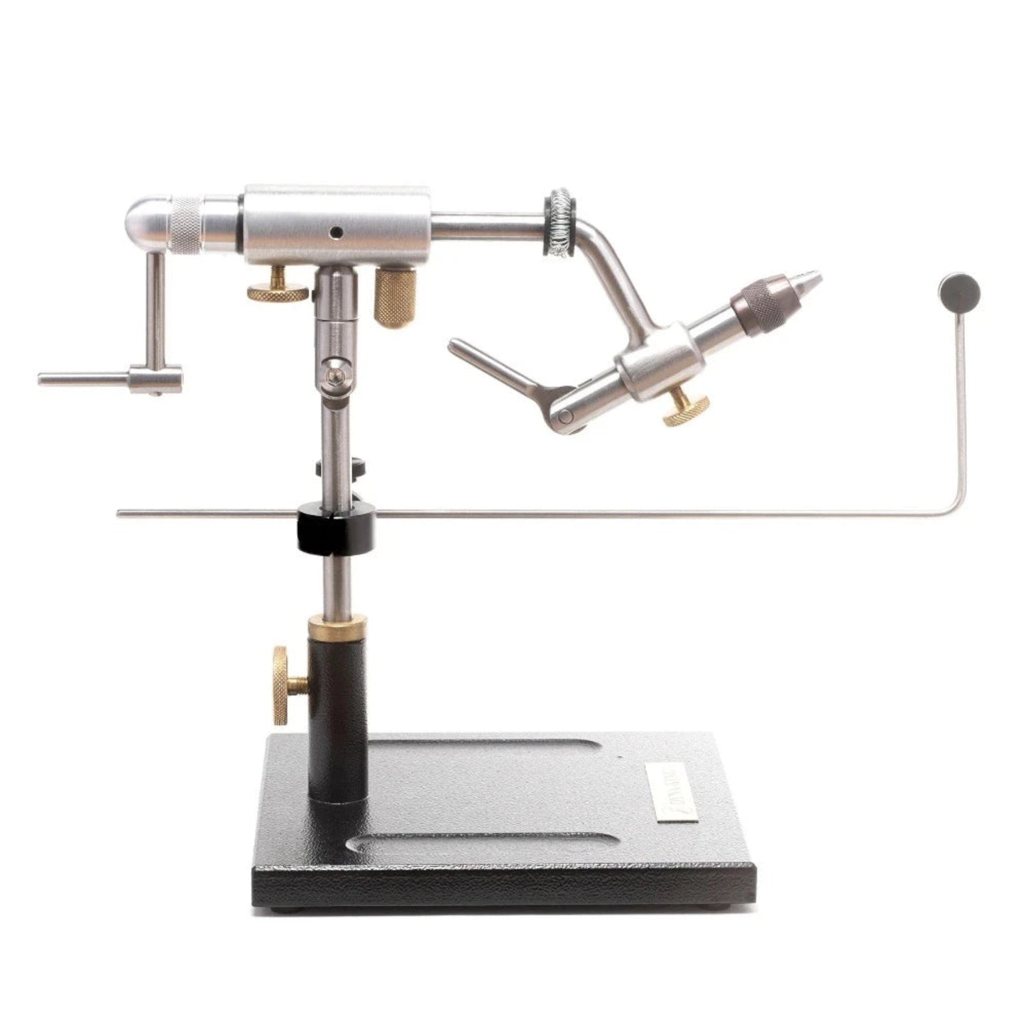 The Ultimate Indexer Vise allows for precise rotation in 8 positions, allowing for partial curing of the epoxy body. By pausing at different positions, the epoxy can jell effectively. The indexing feature can be easily adjusted using the indexing knob and friction screw for the perfect tension. These screws work together to provide the ideal feel for the tyer. The indexing knob can also be disengaged for free spinning if desired.