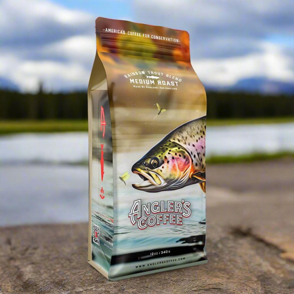 Angler's Coffee Rainbow Trout Blend - Organic Medium Roast Coffee (12oz) - Fish On! Custom Rods