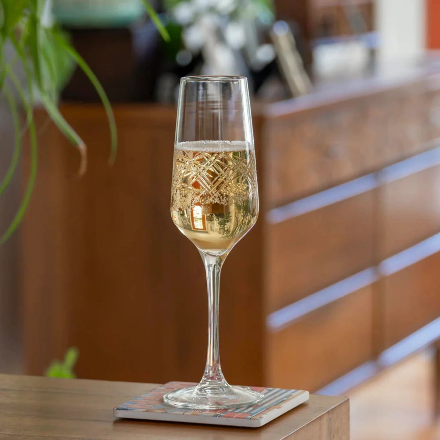 Argyle 5.75oz Champagne Flute - Luxurious Diamond Pattern for Celebrations - Fish On! Custom Rods