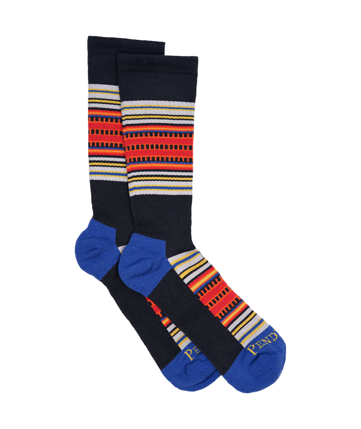 NATIONAL PARK LIGHT COMPRESSION MERINO WOOL MIDWEGHT CREWS: The popular National Park Stripes have been upgraded to a merino wool blend for enhanced performance. Designed to accompany you on all your outdoor excursions, these socks offer leg and ankle compression, arch support, a mesh top, and dense cushioning in the footbed. Imported.