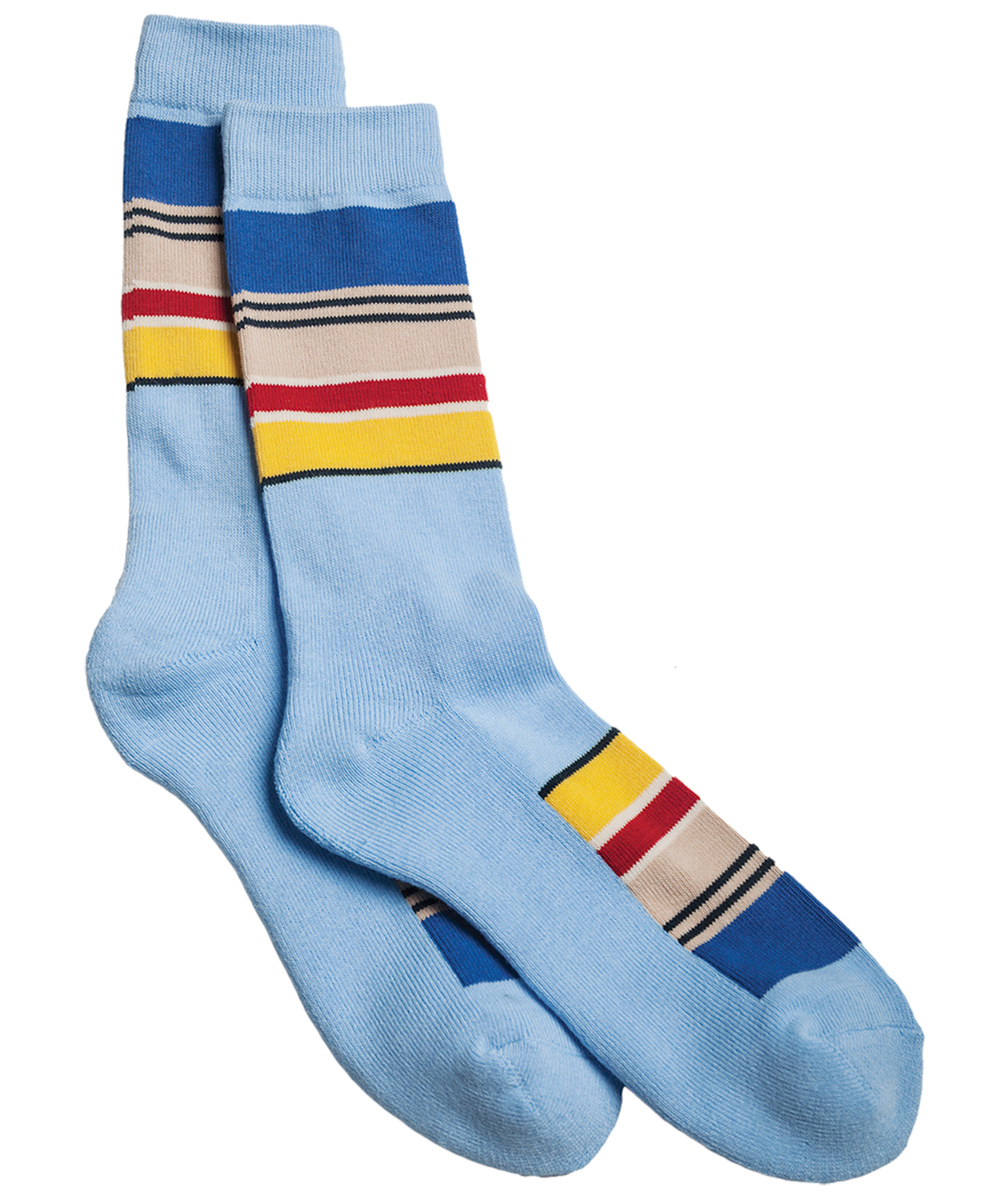 National Park Cotton Midweight Crew: Your favorite National Park Stripe, now available in a cozy sock. It features a cushioned footbed, ensuring comfortable wear throughout the year.