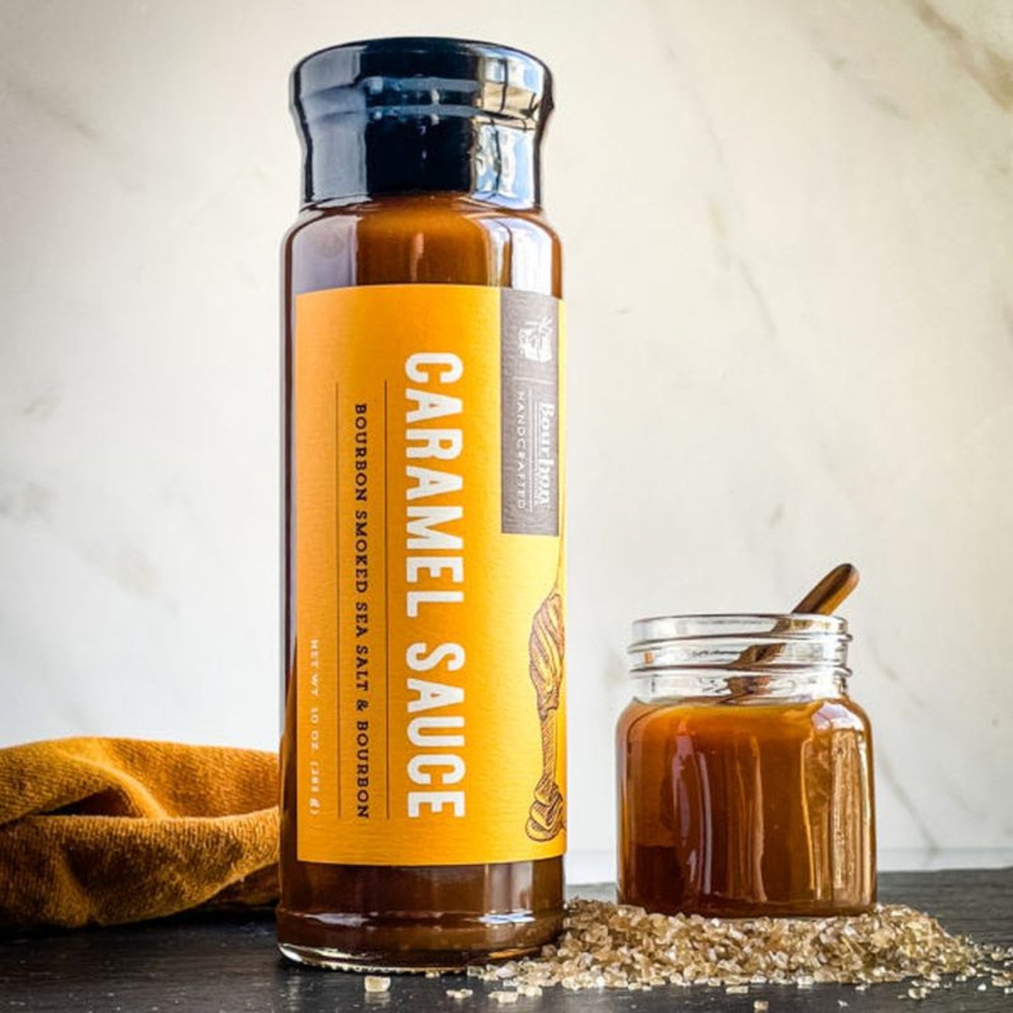 Bourbon Smoked Sea Salt Caramel Sauce - Luxurious Dessert Topping - Fish On! Custom Rods