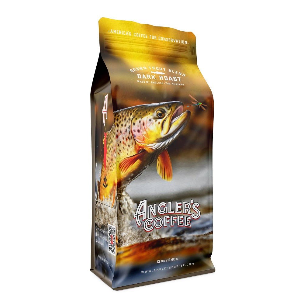 Brown Trout Blend Dark Roast Coffee - Bold Smoky Flavor by Angler's Coffee - Fish On! Custom Rods