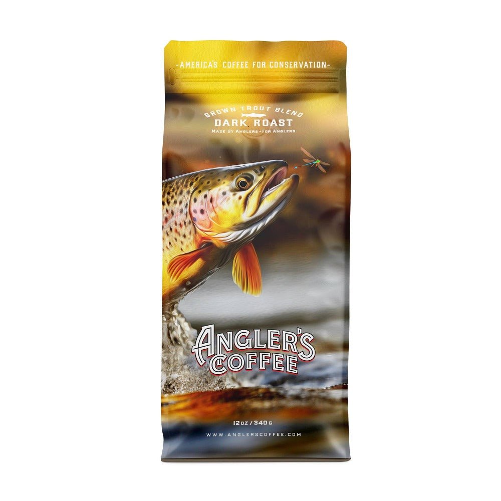 Brown Trout Blend Dark Roast Coffee - Bold Smoky Flavor by Angler's Coffee - Fish On! Custom Rods