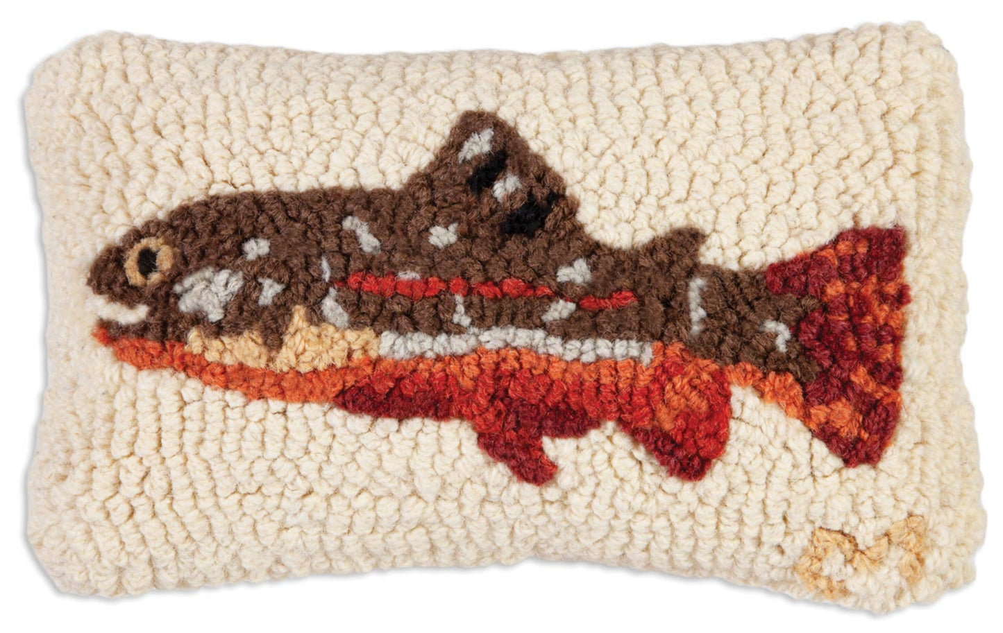 Decorative pillow with a fish design on a beige background