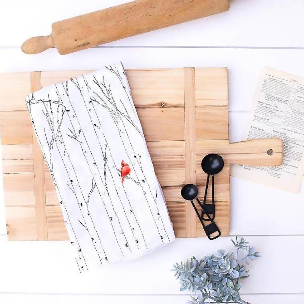 Christmas Cardinal Tea Towel - Fish On! Custom Rods