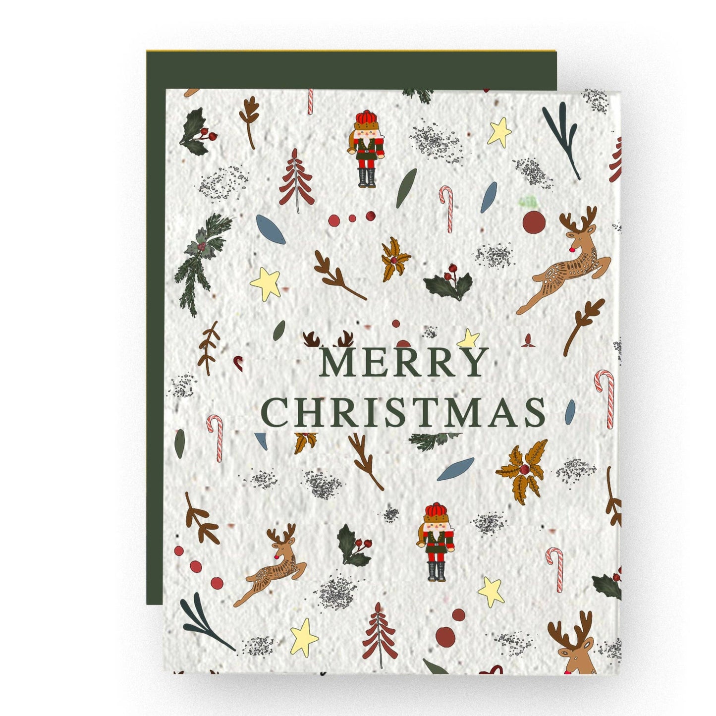 Christmas-themed greeting card with festive illustrations and 'Merry Christmas' text.