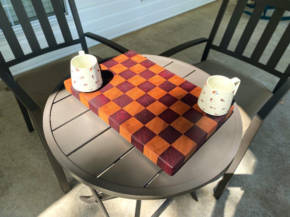 End Grain Cutting Board - Fish On! Custom Rods