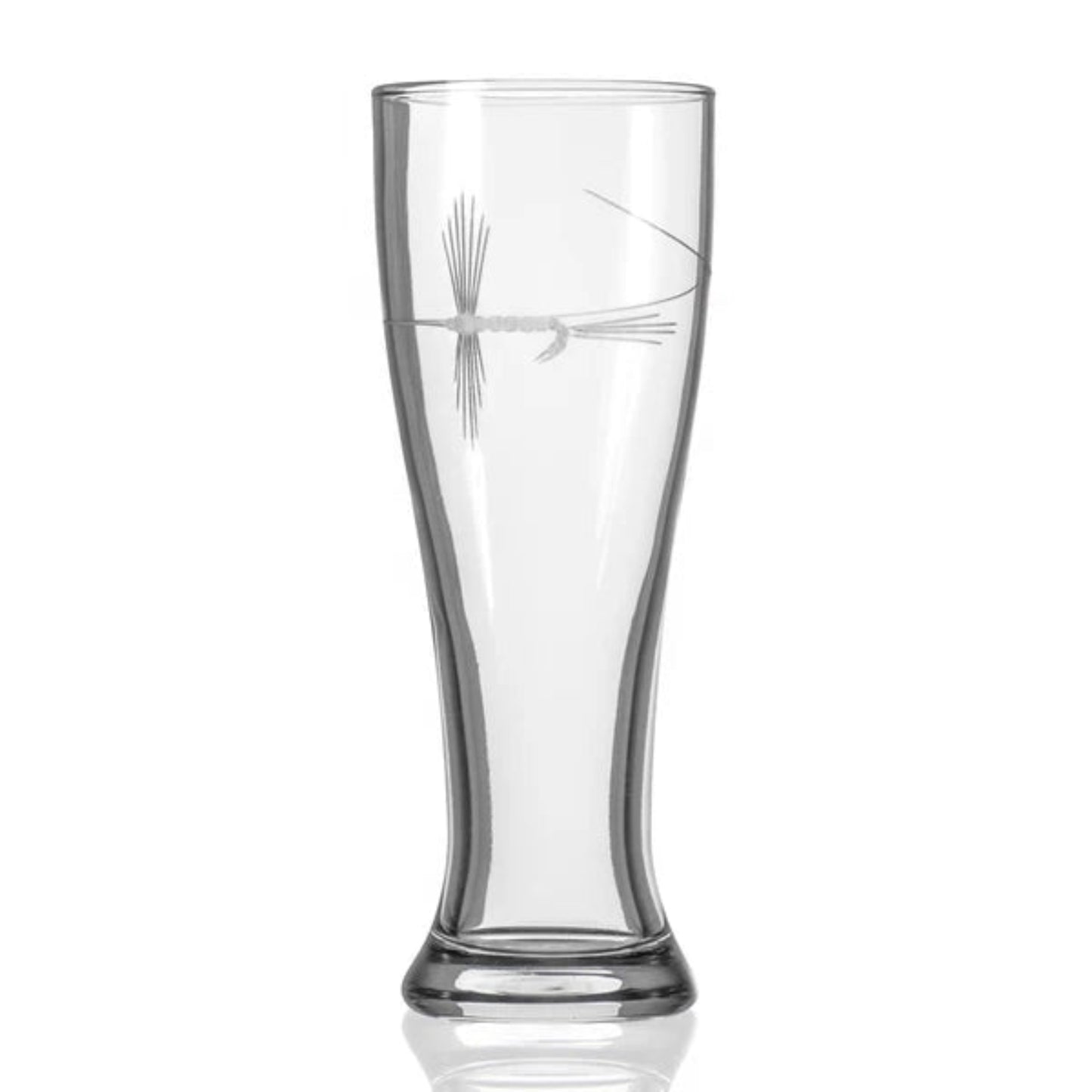 Experience the thrill of fly-fishing with our Fly Fishing 16oz Beer Pilsner. This beautifully crafted glass features a delicate lure looping around it, creating a captivating visual effect. The diamond-wheel engraving by renowned artist Phil Hopfe adds a touch of elegance. Whether you're an avid angler or a nature enthusiast, this glass is perfect for sipping your favorite brew while sharing tales of your adventures. Its sturdy base and comfortable grip make it a versatile companion for both indoor gatherin
