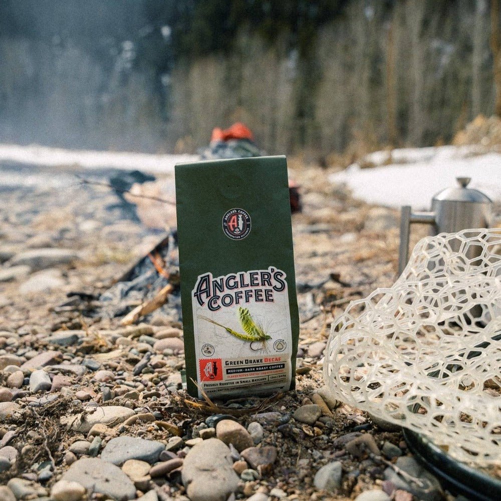 Green Drake Decaf Coffee - Premium Medium Dark Roast for Anglers - Fish On! Custom Rods