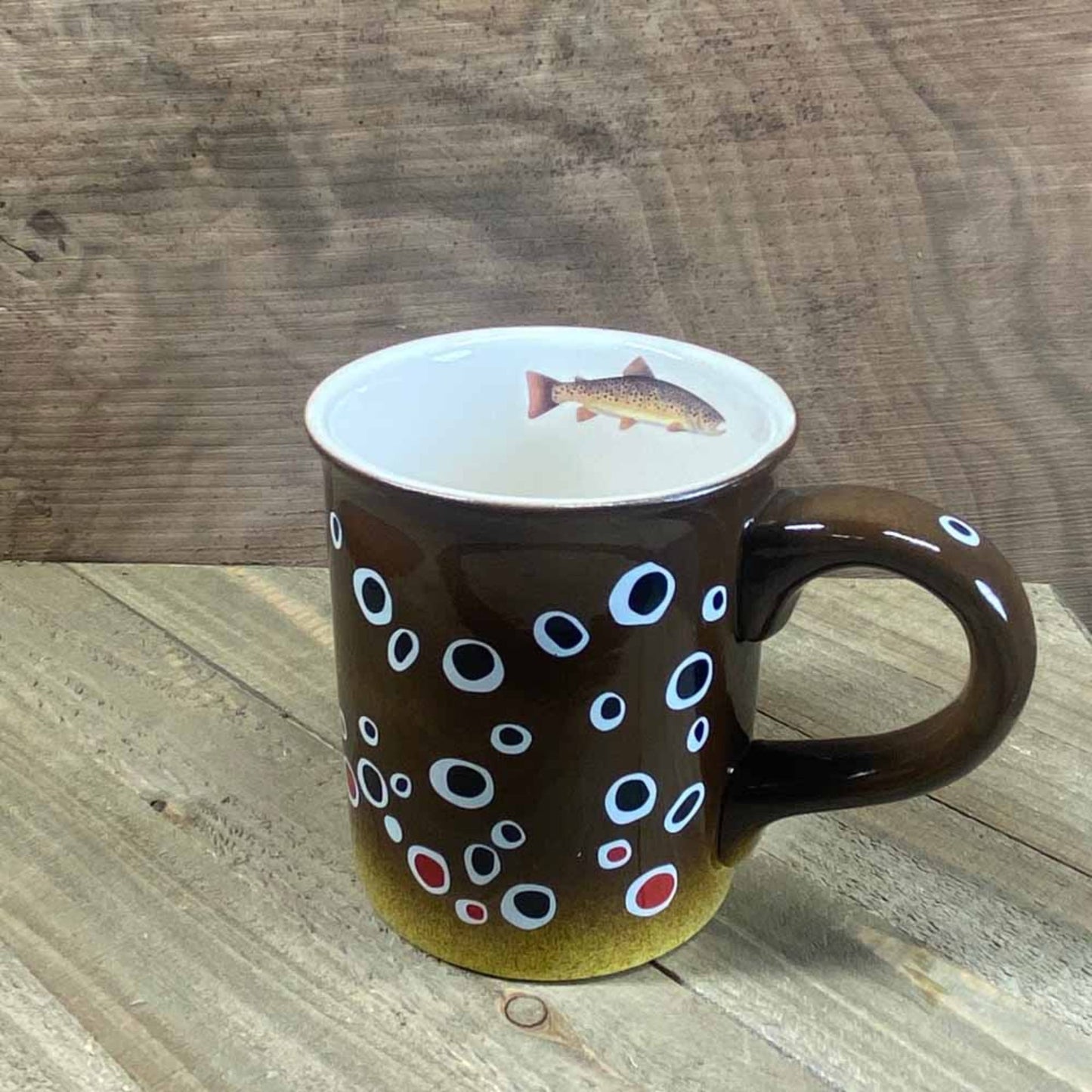 Hand - Painted Brown Trout Stoneware Mug - 20 oz. - Fish On! Custom Rods