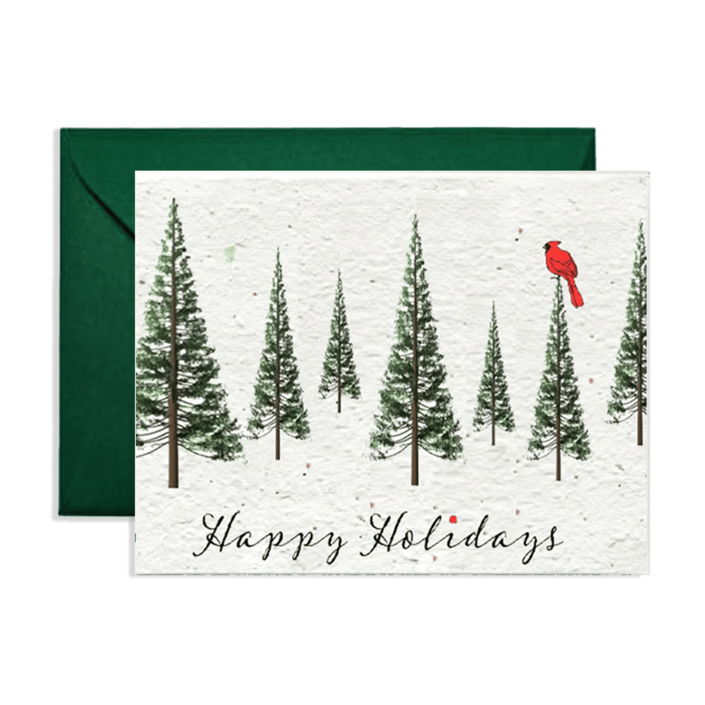 Happy Holidays Evergreen Cardinal Wildflower Greeting Card - Fish On! Custom Rods