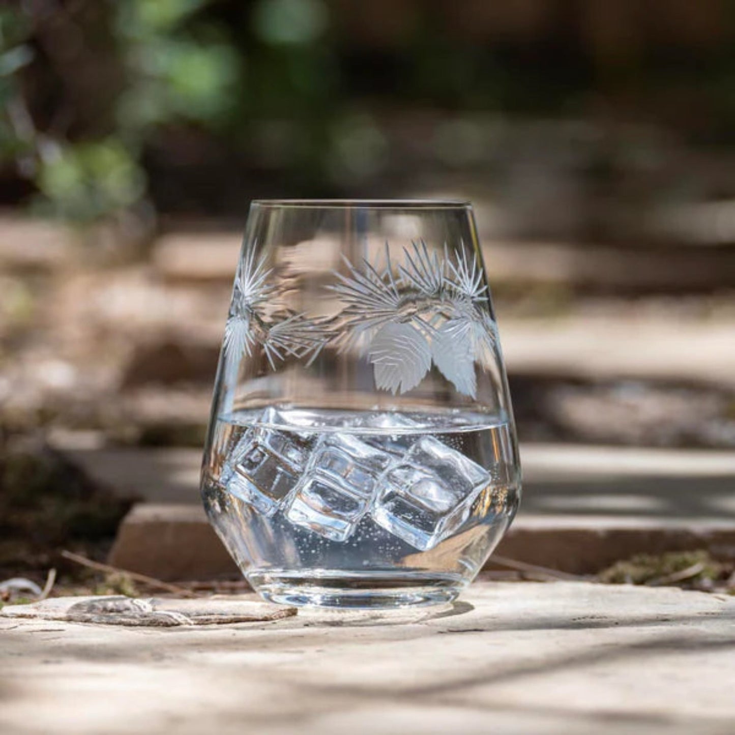 Icy Pine Stemless Wine Tumbler Glass - Fish On! Custom Rods
