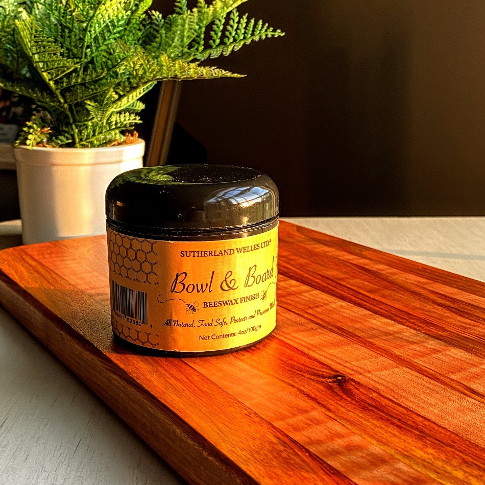 
                  
                    Bowl & Board™, by Sutherland Welles LTD, features an all-natural, food-safe beeswax and food-grade mineral oil wood treatment, ensuring optimal maintenance and rejuvenation of dry and dull wood.
                  
                