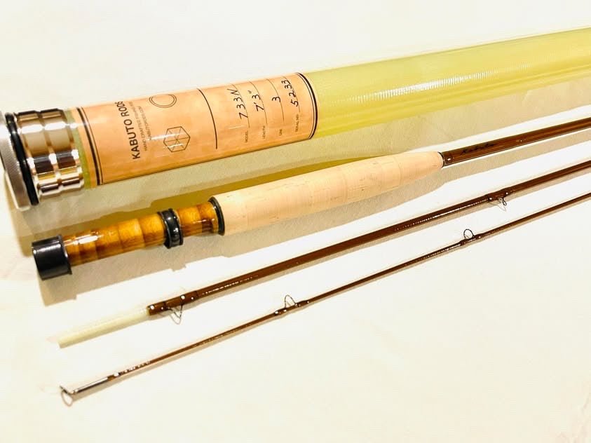 Kabuto 7' 3" 3wt 3pc Brown / Flamed Bamboo - Fish On! Custom Rods