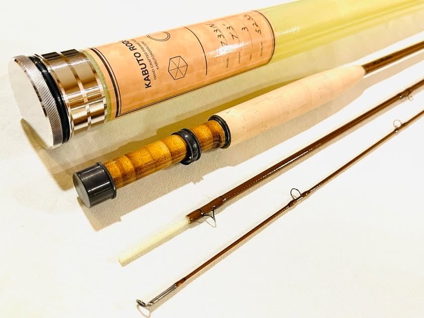 Kabuto 7' 3" 3wt 3pc Brown / Flamed Bamboo - Fish On! Custom Rods
